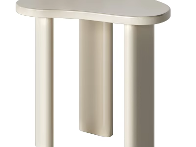 Elegant Cream White Side Table With Smooth Rounded Tabletop For Modern Minimalist Living Room Decor 3d model