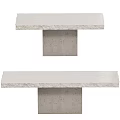 White Stone Desk With Natural Texture And Square Support Leg Design 3d model