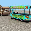 Brown MAOGE'S Food Truck And Blue Mobile Kitchen For Street Food Service