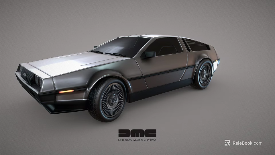 DMC DeLorean Sports Car With Metallic Silver Exterior Retro Futuristic Design And Distinctive Wheels 3d model 