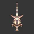 Realistic Reptile Model Featuring Spiked Back Horned Head And Reddish Brown White Patterns 3d model
