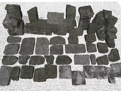 Natural Stone And Wood Materials With Various Shapes For Building Projects 3d model