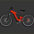 Red And Black Mountain Bike With Large Alloy Wheels And Front Suspension Fork