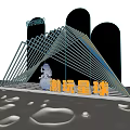 Trendy Play Planet Exhibition Display With Astronaut Figure Neon Geometric Structure And Starry Background
