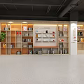 Community Reading Room Sound Reading Bookcase Bar Counter Bar Chair Casual Table and Chair Combination Tea Area 3d model