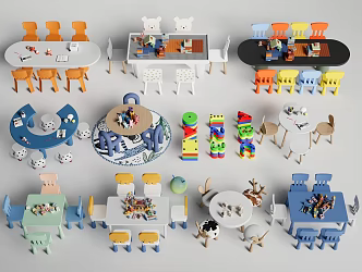 Modern Children's Table and Chair Children's Table and Chair Toy Table and Chair Casual Table and Chair Handmade Table Lego Toys 3d model