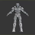 Silver White Armored Humanoid Character With Mechanical Features As Fantasy Creature 3d model