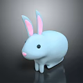 Cute Light Blue Rabbit Plush Toy with Pink Inner Ears Black Eyes and Pink Nose
