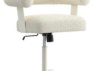 Bouclé Fabric Cream Leisure Chair With Curved Armrests And Height Adjustable Base 3d model