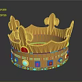 Ornate Gold Crown Jewelry Design Adorned With Colorful Gems And Pearls