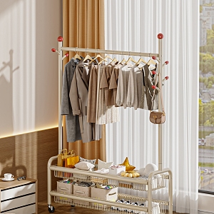 Clothes rack clothes rack storage basket bedroom 3d model