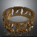 Decorative Golden Circular Household Item With Intricate Animal And Scroll Carvings For Home Decoration
