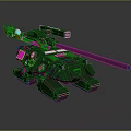 Futuristic Green Military Vehicle With Mechanical Design And Large Cannon