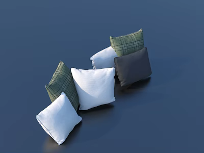 Green Plaid White And Dark Gray Throw Pillows For Home Decoration 3d model