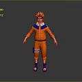 Anime Style Orange Costume Set With Blue Headband And Matching Shoes