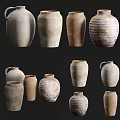 Artisanal Ceramic Vessels Featuring Various Shapes Textured Surfaces And Neutral Tones 3d model