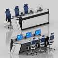 Modern Monitoring Room Control Console With Multiple Screens And Ergonomic Chairs