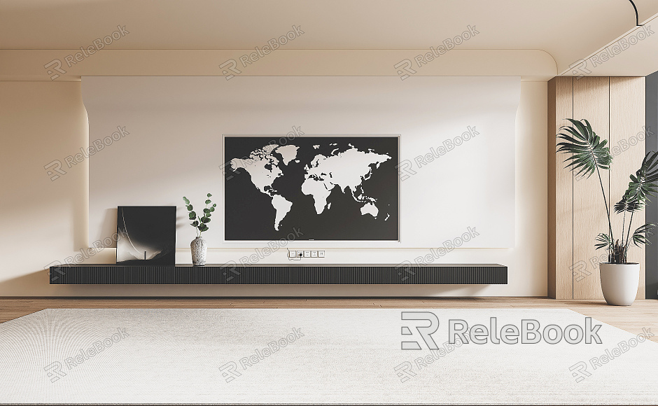 Modern TV background wall cream TV background model