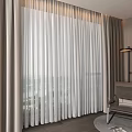 White Sheer And Beige Linen Curtains Design For Living Room Window With View Floor Lamp Chair