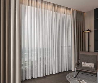 Modern Fabric Curtain Pleated Fabric Yarn 3d model