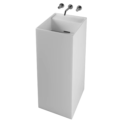 Sleek Modern White Floor Standing Hand Wash Basin With Simple Design And Pedestal Structure 3d model