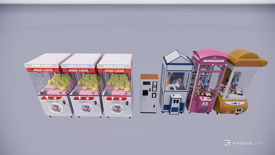 Electric Toys Claw Machines in Various Colors with Prize Display and Different Designs 3d model 