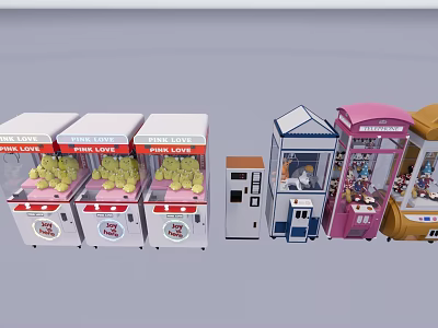 Electric Toys Claw Machines in Various Colors with Prize Display and Different Designs 3d model