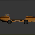 Orange Amphibious Vehicle With Boat Like Hull And Strong Wheels For Multi Purpose Use