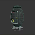 Modern Black Recycling Bin Featuring Silver Base And Yellow Symbol On Gray Background