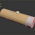 Cylindrical Wooden Household Item With Gray End And Silver Button