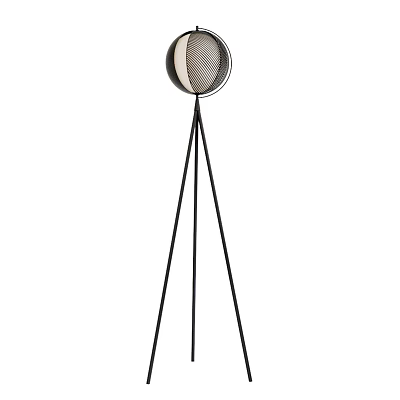 Modern Floor Lamp With Tripod Base And Spherical Mesh Shade Design 3d model