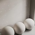 Interior With White Spheres And Walls Having Moon Tree Line Patterns 3d model