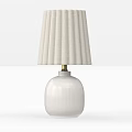Modern Table Lamp with Pleated Beige Fabric Shade and White Ribbed Ceramic Base 3d model