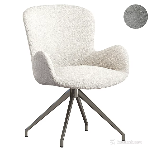 Light Colored Fabric Office Chair With Sleek Metal Base And Comfortable Design 3d model 