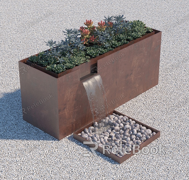 Industrial LOFT flower box sink flower pond succulent small landscaping flowing pebbles model