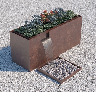 Industrial LOFT flower box sink flower pond succulent small landscaping flowing pebbles 3d model