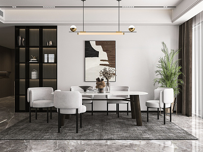 Modern Restaurant Dining Table and Chair Chandelier model