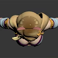 Cat Eared Female Character 3D Model Bust Blonde Long Hair Purple White Outfit Arm Cuffs