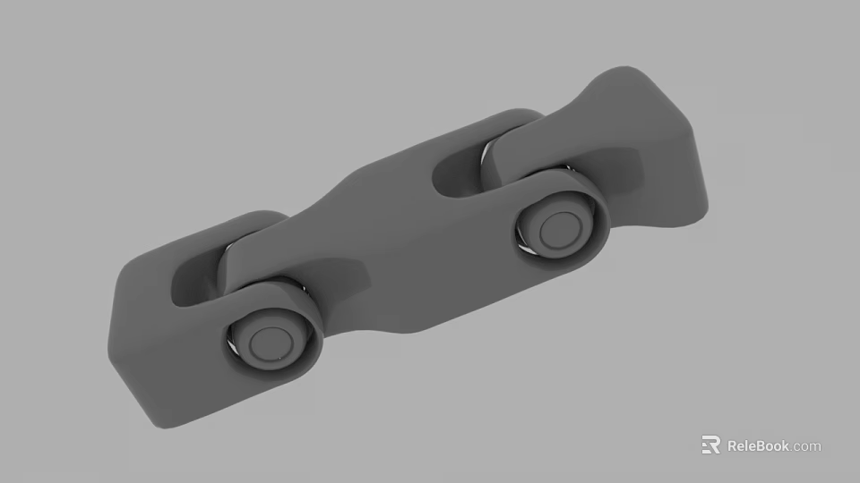 Gray Mechanical Part With Elongated Body And Two Circular Rollers Smooth Surface For Machinery Connection 3d model 
