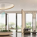 Elegant Modern Sales Office Interior Design With Luxury Chandelier Sofa And Decorative Elements