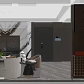 Modern Luxury Open Living And Dining Room Interior With Marble TV Wall And Cozy Furnishings
