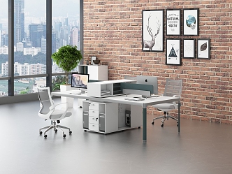 modern office desk and chair 3d model