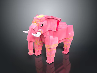 Adorable Pink Elephant Shaped Home Decor Accessory With Yellow Trims 3d model