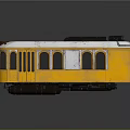 Vintage Yellow And White Tram Model With Classic Windows And Black Roof