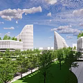 Modern Industrial Factory Building with Green Vertical Gardens Multi Storey Design and Landscaped Surroundings