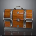 Vintage Red Wooden Chest Design With Metal Straps Lock And Handle