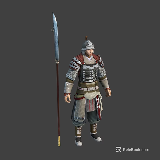 Warrior In Traditional Armor Standing With Mythical Creature Companion 3d model 