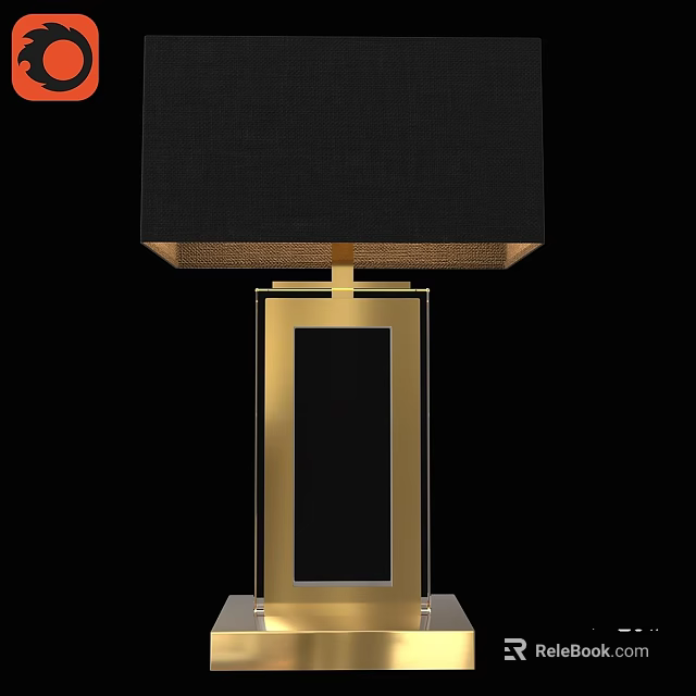 Black Lampshade Gold Base Modern Table Lamp With Stylish Square Home Decor Design 3d model