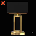 Black Lampshade Gold Base Modern Table Lamp With Stylish Square Home Decor Design 3d model