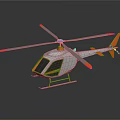 Aerospace Exploration Helicopter Featuring White Body Orange Accents Rotor And Landing Gear